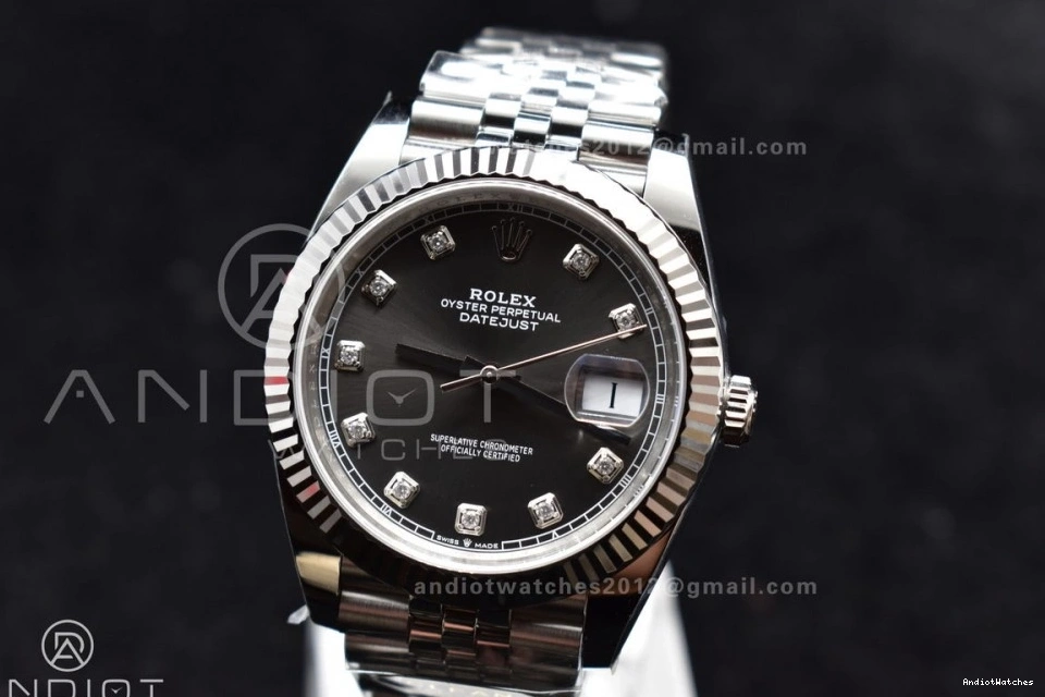 Best Clean 1:1 126334 DateJust Dial VR 421 Diamonds Steel Grey Edition Bracelet Jubilee SmartChoice SS On 41 904L 1214